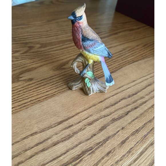 Lefton Ceramic Bird Figurine Waxwing On Branch Home Office Decor Bird Lovers - Picture 10 of 10